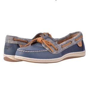Sperry Women's Barrelfish Leather Heavy Linen Navy Oxford Slip-on, size 9